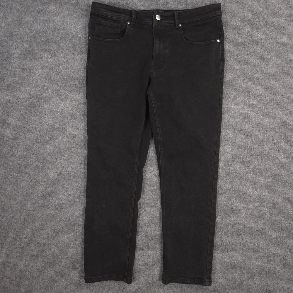 Under 5'10 Jeans‎ Mens 32X28 Black Tapered Stretch 5 Pocket Dark Wash Denim